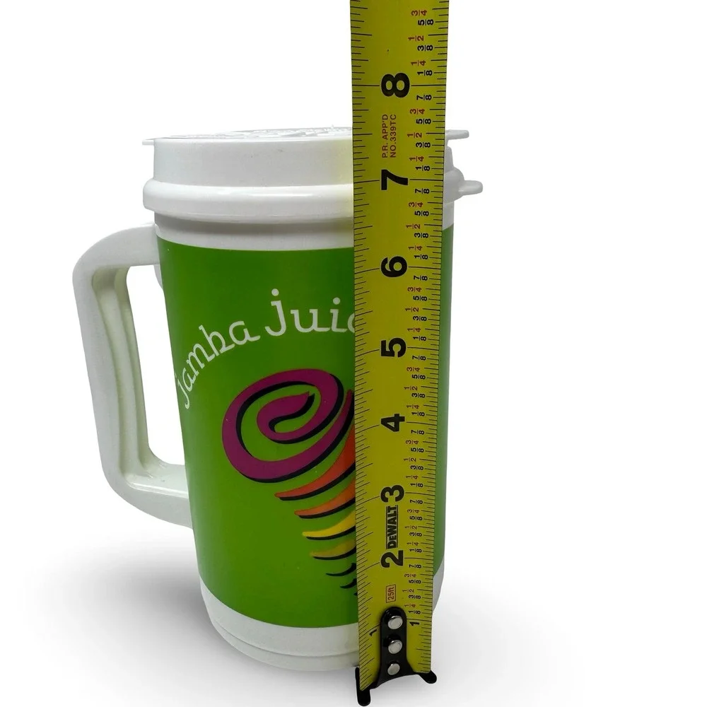 Jamba Juice VTG 90s Y2K Plastic Thermal Cup Mug 64 oz Refillable Travel Green